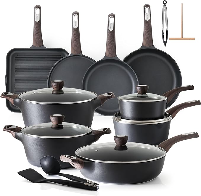 SENSARTE Pots and Pans Set Non stick, Non toxic Healthy Induction Cookware Sets